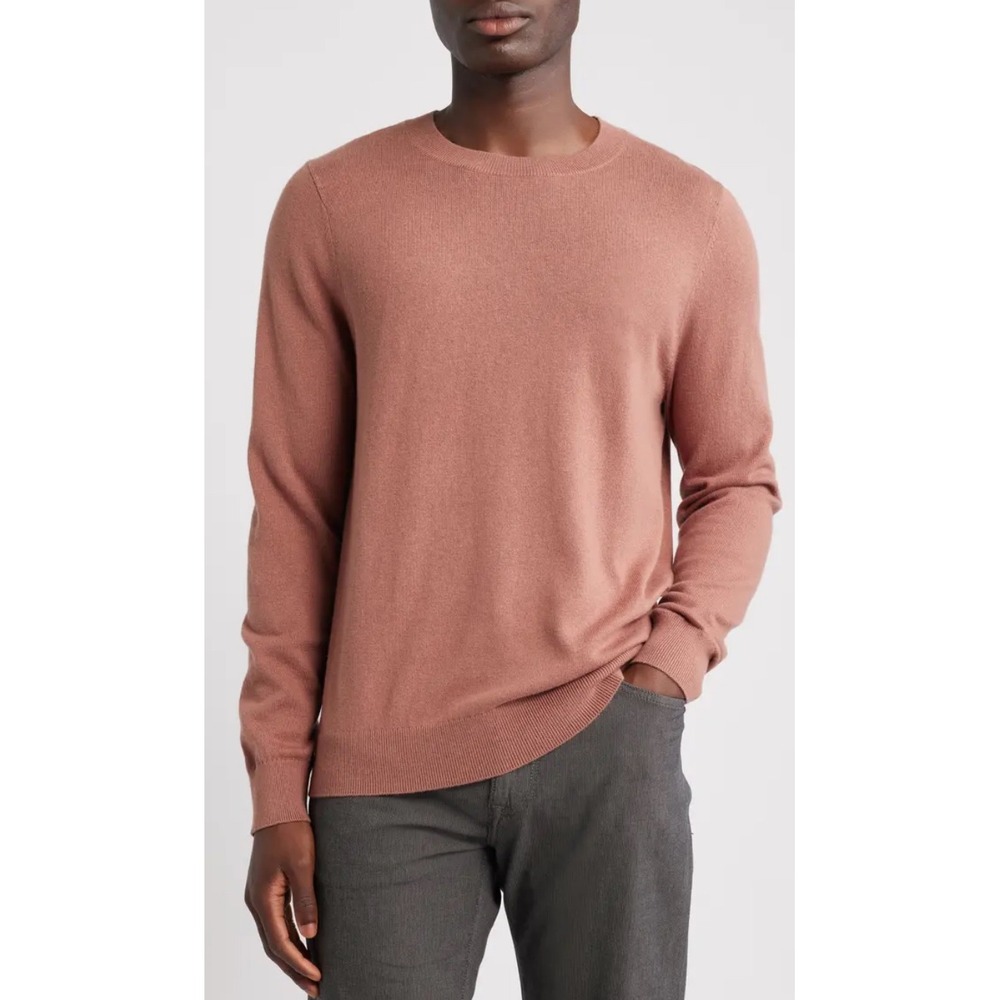 Uniqlo Mens Extra Fine Merino Wool Crew Neck Sweater Pink Golf Easter Preppy XL